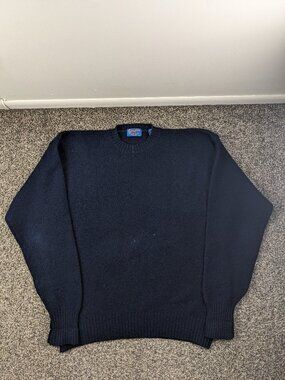 Vintage Pendleton Sweater Washable Shetland Wool Pullover Navy Mens XL *Flaw